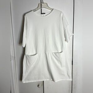 ERRANT Women Sz 1 Oversized Tunic Top Dress Pockets Cotton Lagenlook Resortwear